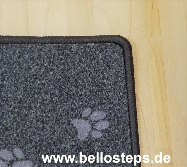 Premium Stufenmatte Pfote grau anthrazit selbsthaftend 35x23cm grosse Hunde dunkler Rand