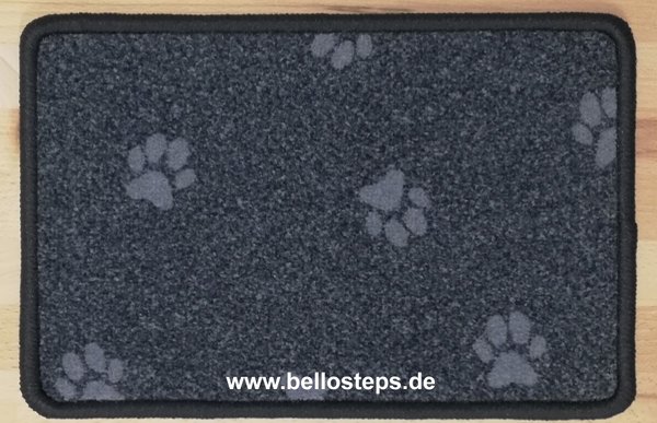 BELLOsteps® Pfote grau anthrazit selbsthaftend 28x23cm f. kleine Hunde dunkler Rand