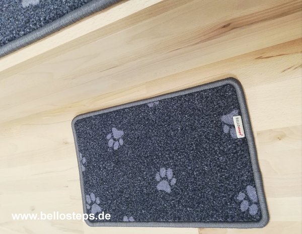 BELLOsteps® Pfote grau anthrazit selbsthaftend 28x23cm f. kleine Hunde heller Rand
